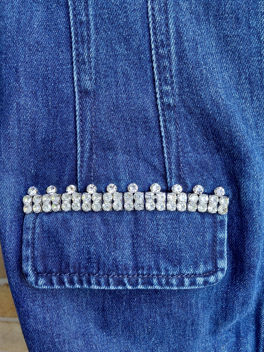Self-Portrait Blue Denim Pearl-Trim Button Dress - Picture 4 of 10